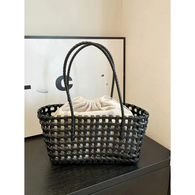 

Hollow out Woven Beach op oulder Bapa Women's Bag Soft Polyester Double Strap Casual Sle