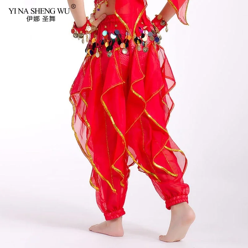 فتاة مصر بوليوود 8 ألوان الرقص الشرقي تنورة سوينغ تنورة الرقص الشرقي السراويل المهنية زي طفل الهند الرقص الشرقي السراويل #3