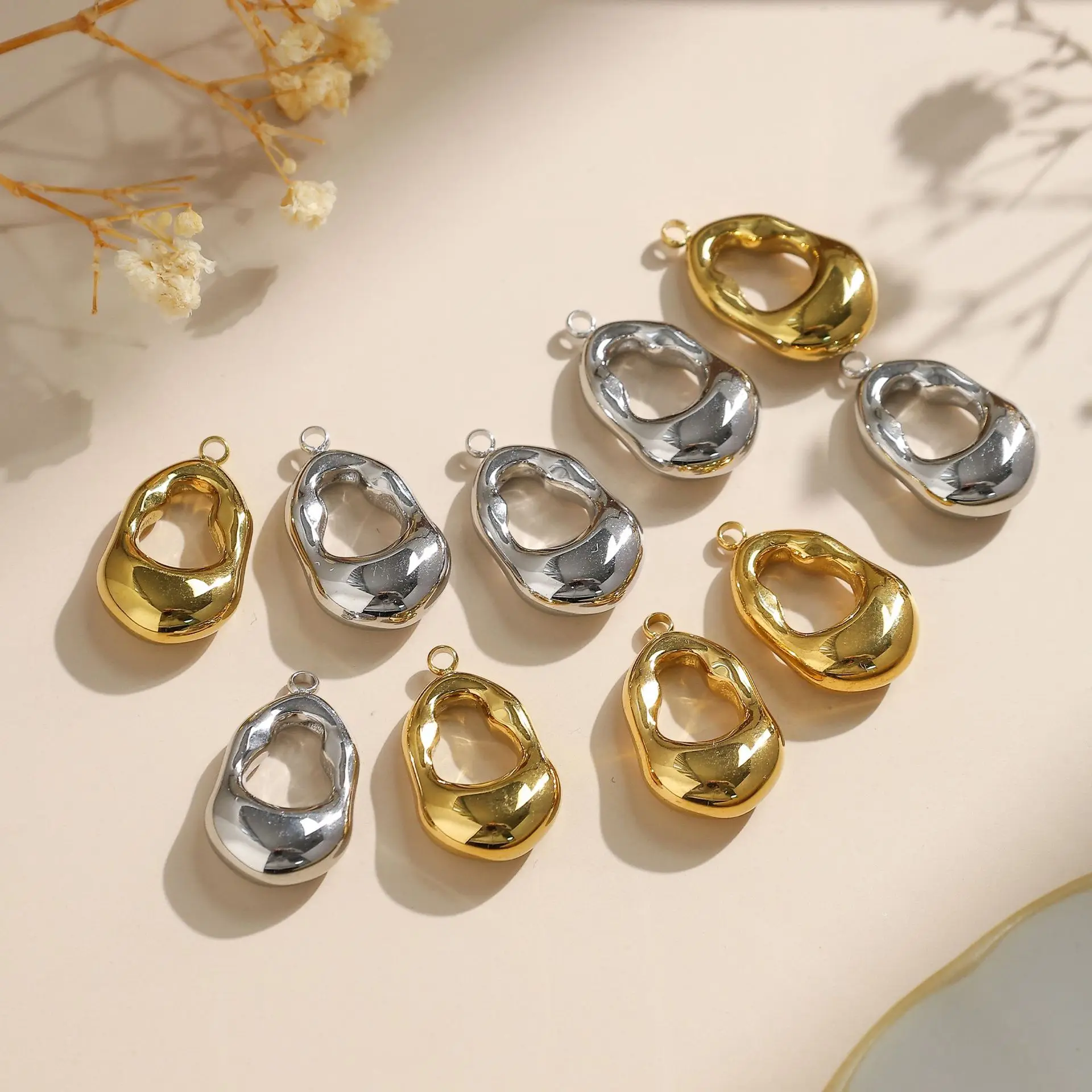 

5pcs Diy Irregular Hollow Pendant Charms Stainless Steel Necklace Earrings Bracelet Pendant Connectors Handmade Jewelry Making