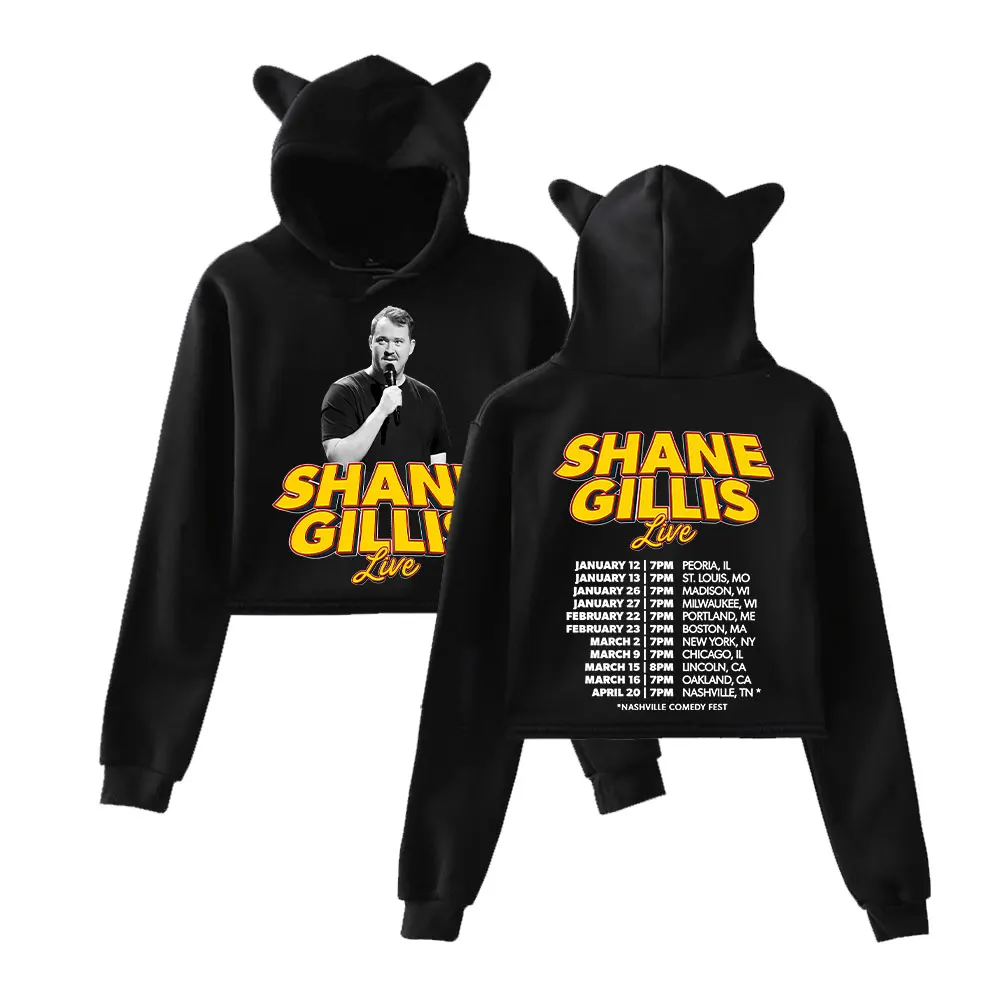 Shane Gillis 2024 Tour Vintage 90s Streetwear logo Hoodie Merch Hoodies Sweatshirts for Girls Cat Ear Crop