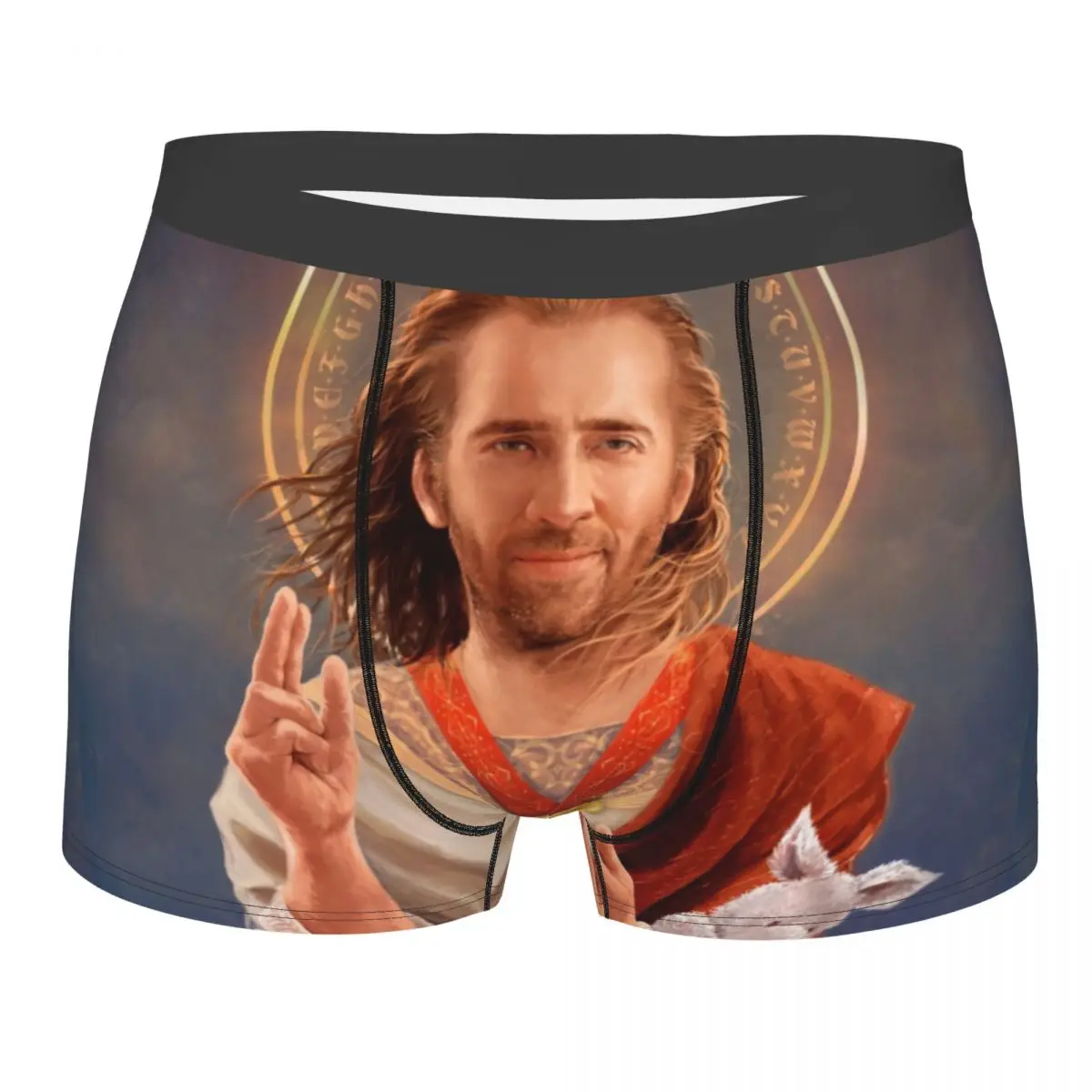 Custom Saint Nicolas Cage Underwear Men Stretch Funny Meme Boxer Briefs Shorts Panties Soft Sexy Underpants For Homme