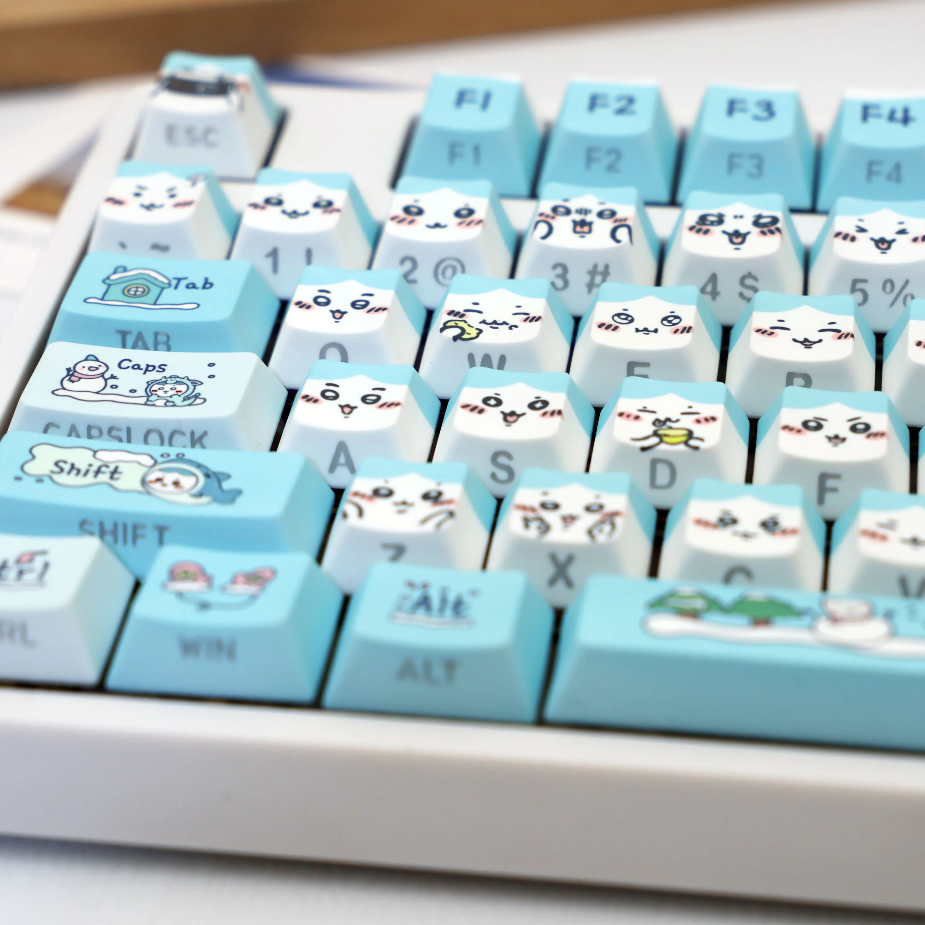138 Keys Winter Hachi PBT Keycaps Side Print Translucent Cherry Style Dye-Sub MX Switch 61 64 68 87 96 104 108 view 4