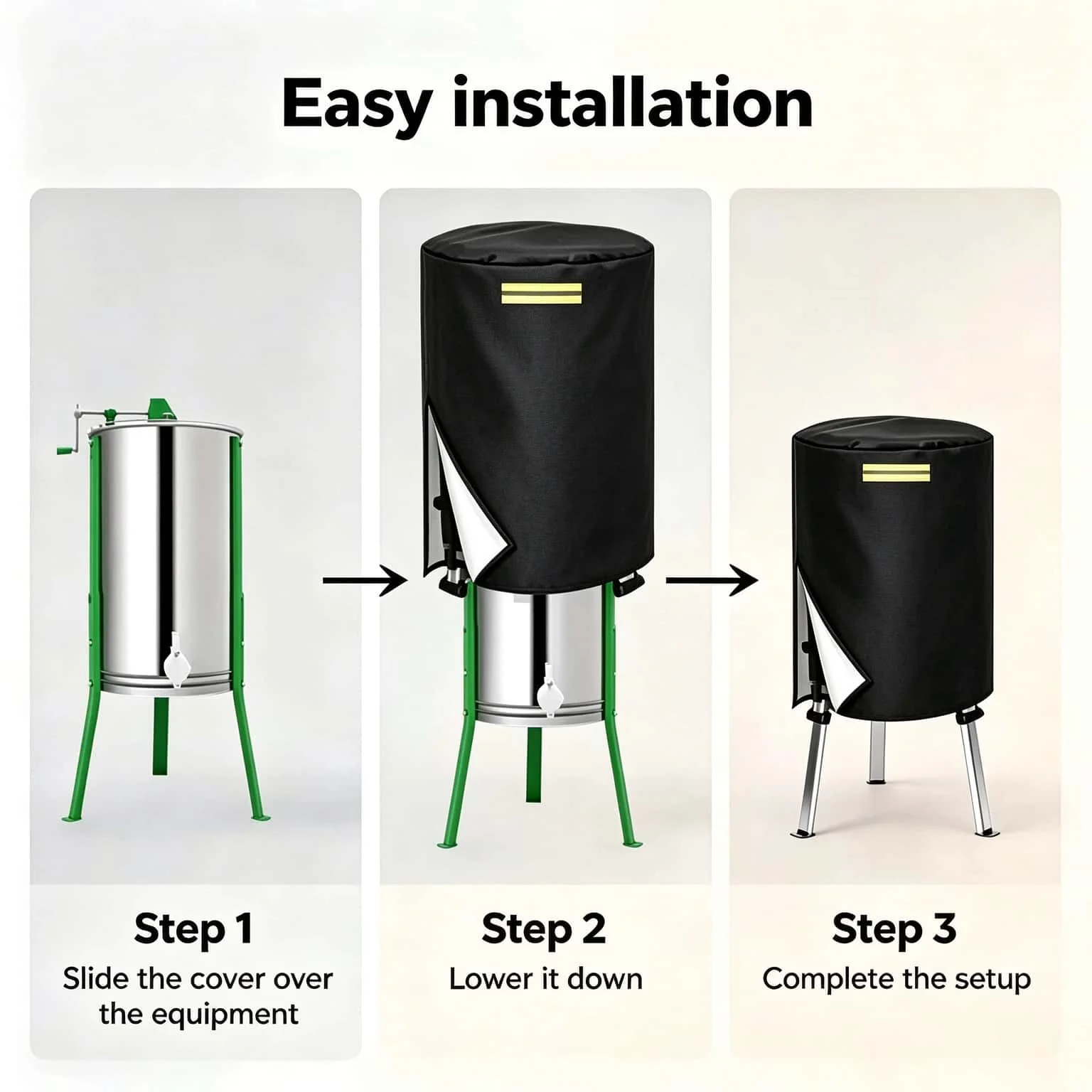 Black Honey Extractor Cover with Green Reflective Strip Applicable to Honeycomb Drum Cylindrical Extractor Protective Cover