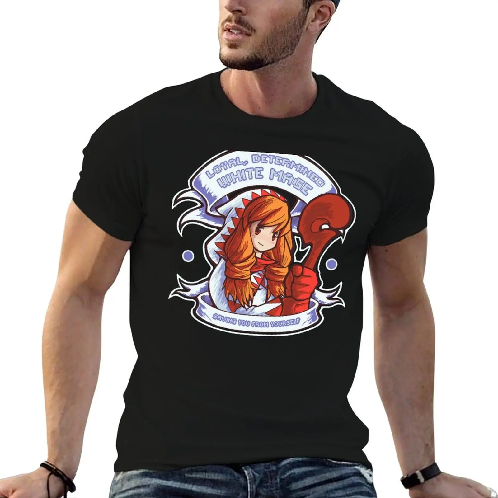 Loyal, Determined White Mage T-Shirt hippie clothes baggy shirts t shirt for men