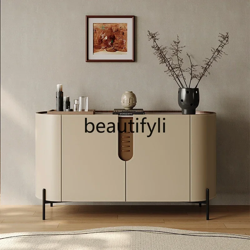 

zq1Light luxury dining side cabinet Modern simple home creative high-end feeling integrated against the wall