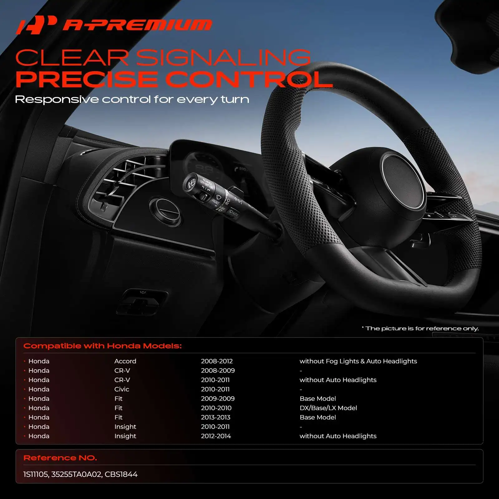 A-Premium Turn Signal Switch for Honda CR-V 2008-2011 Civic 2010-2011 Accord 2008-2012 Fit 2009 2010 Insight 2010-2014
