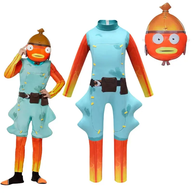 Костюм рыбной палочки на Хэллоуин для мальчиков и девочек-подростков, тканевый комбинезон, рождественская детская маска + комбинезон, детский боди Pelele, эксклюзивный комплект 8 Костюм рыбной палочки на Хэллоуин для мальчиков и девочек-подростков, тканевый комбинезон, рождественская детская маска + комбинезон, детский боди Pelele, эксклюзивный комплект 8
