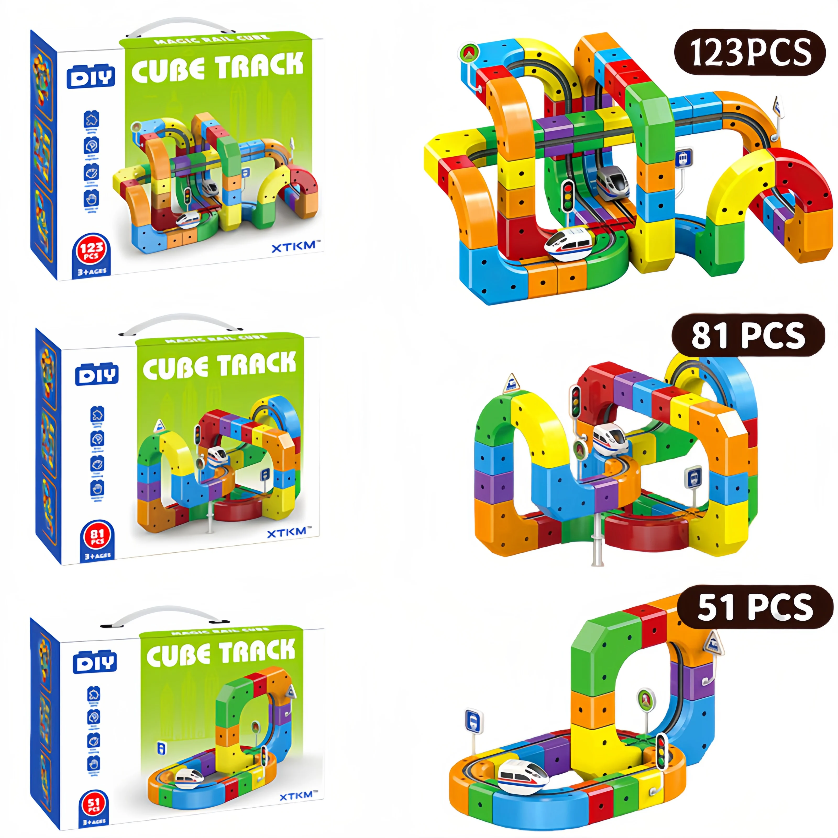 

Electric Magnetic Track Set STEM Building Toy with Anti-Gravity Vehicles 100+ Pieces DIY Railway Model Creative Gift for Kids