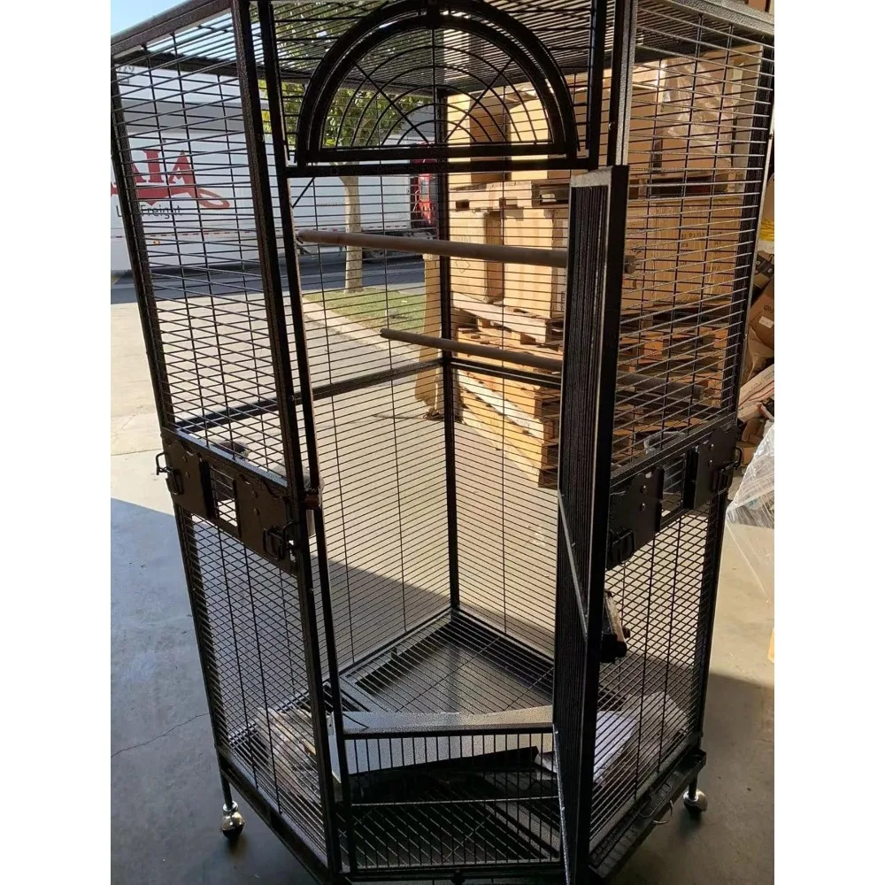 قفص العصافير الأنيق باللونين الأبيض والأسود للكوكاتيل والببغاوات - وصول جديد