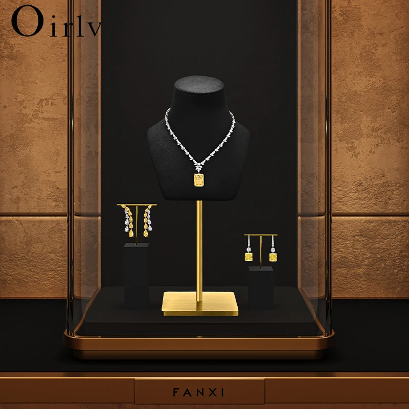 Oirlv maniquí collar soporte de exhibición retrato joyería colgante soporte de exhibición joyería estante de exhibición ventana accesorios de exhibición