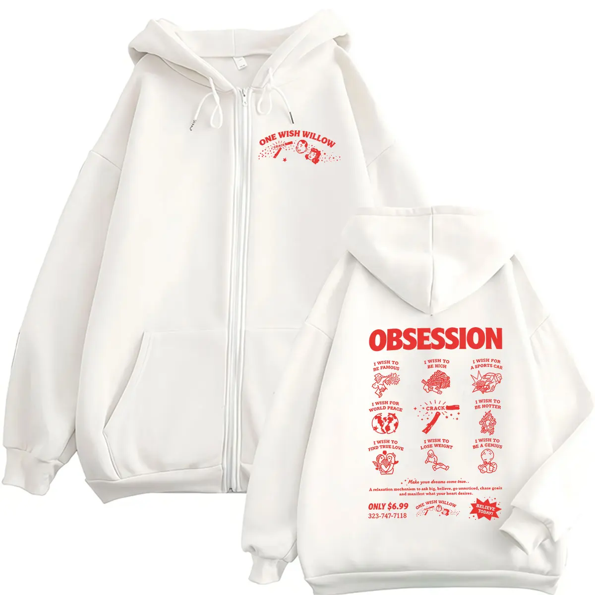 2026 Movie Obsession One Wish Willow Zipper Hoodie Men Women Long Sleeve Vintage Fashion Oversized Jacket Sweatshirt Streetwear