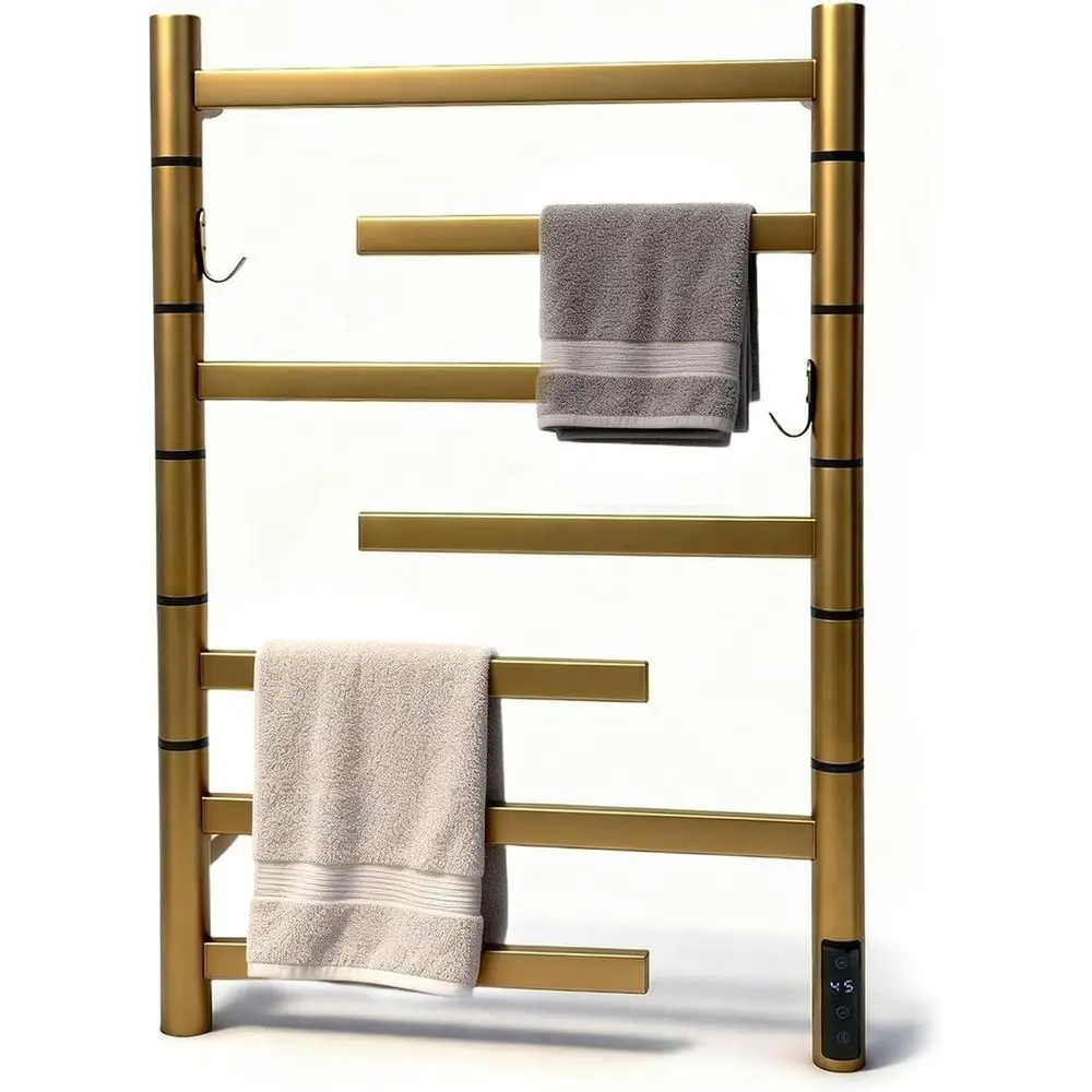 

Электрическая двусторонняя вращающаяся сушилка для полотенец 85 Вт, настенная, золотая, из нержавеющей стали, с таймером