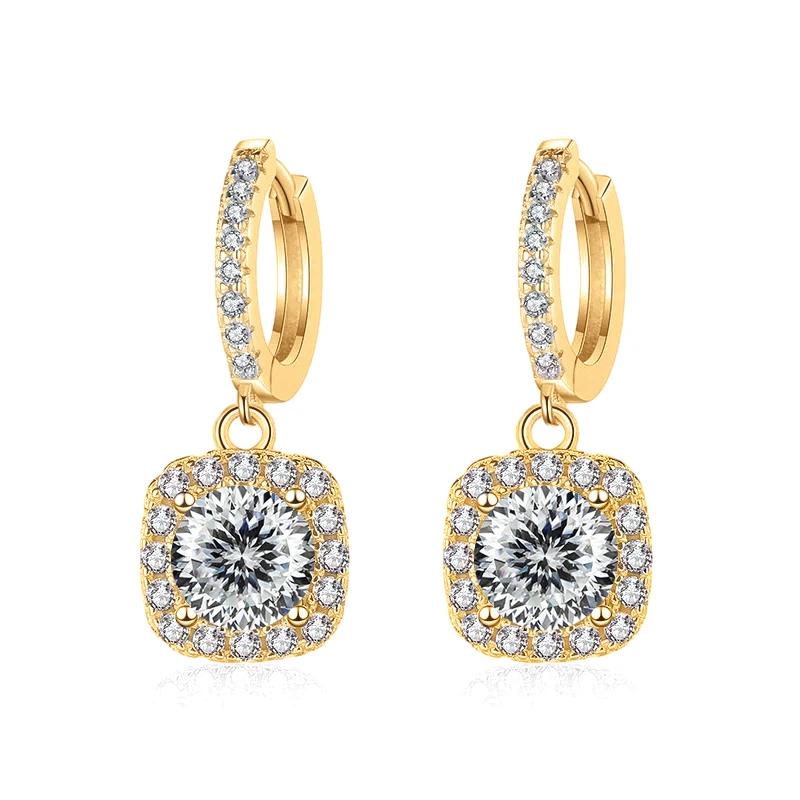JoyceJelly 1ct Moissanit-Ohrringe, 18 Farboptionen, massives Sterling-Silber 925, 18K Gold plattiert, edler Schmuck für Damen, Hochzeit, Party – Detail 4