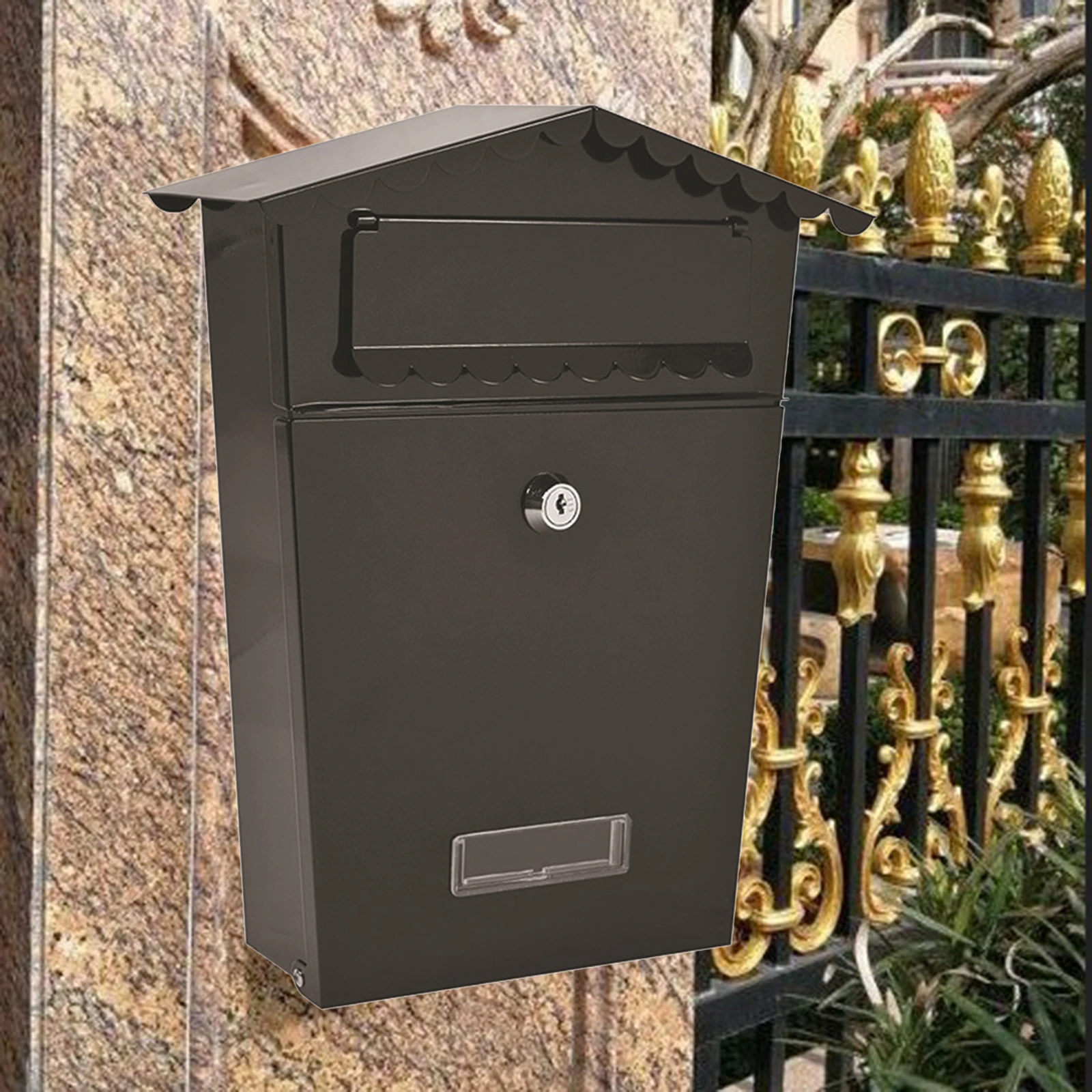 Vintage Wall Mount Mailbox Large Capacity Locking Mailboxes with Key Lock Home Gate Metal Letterbox Collection Boxes