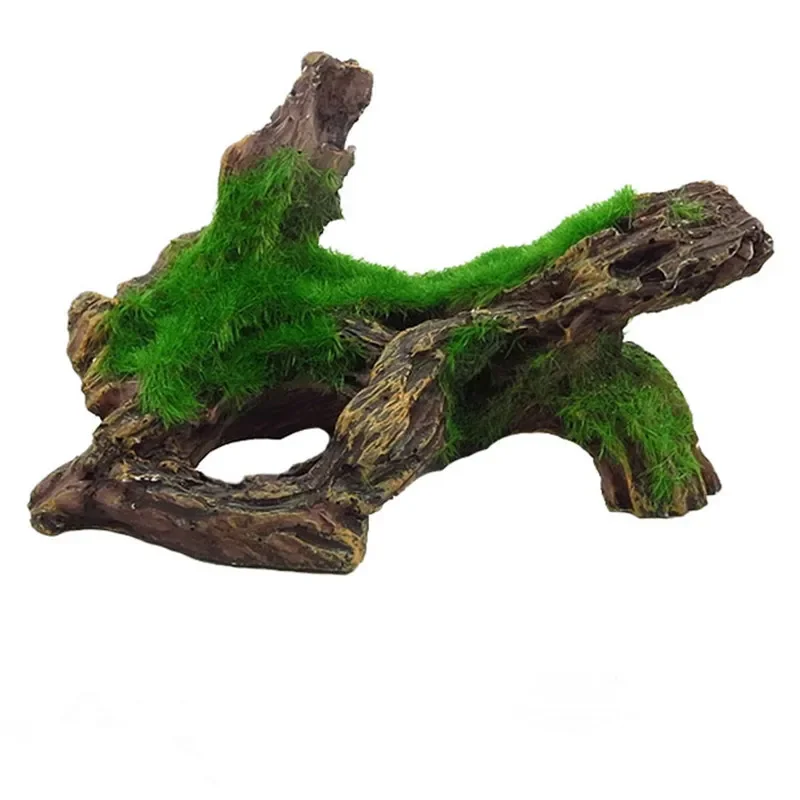 Aquarium Decoration Resin Wood for Fish Tank Decoration Wood Moss Root for Aquarium Ornaments Green Moss Fish Tank Decorative