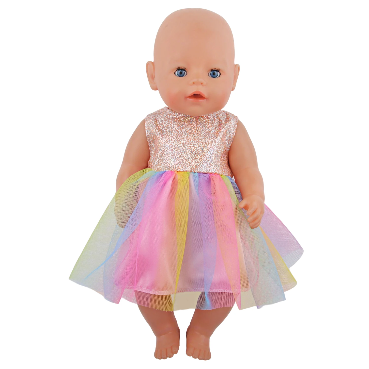 Cute Doll Clothes Set Denim Jacket Outfit,Bear Jumpsuit,Striped Dress& Party Gown for 18"American & 43cm Baby Newborn Girl Dolls