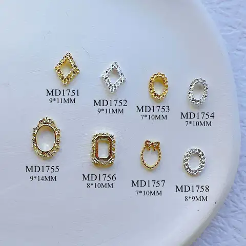 10pcs Metal Frame Design Deco Metal Charms Metal Deco Charms Nail Art MD1751-1758