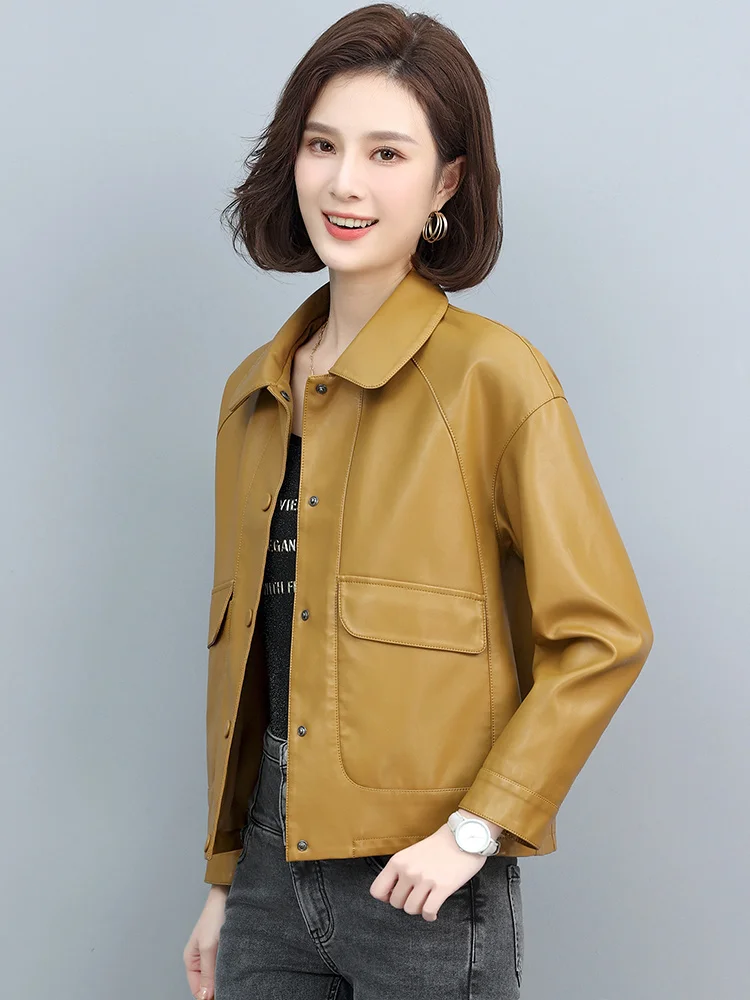 2023 Spring and Autumn New Genuine Leather Clothing Women's Short Loose Small Coat Korean Women's Sheepskin Popular Leather