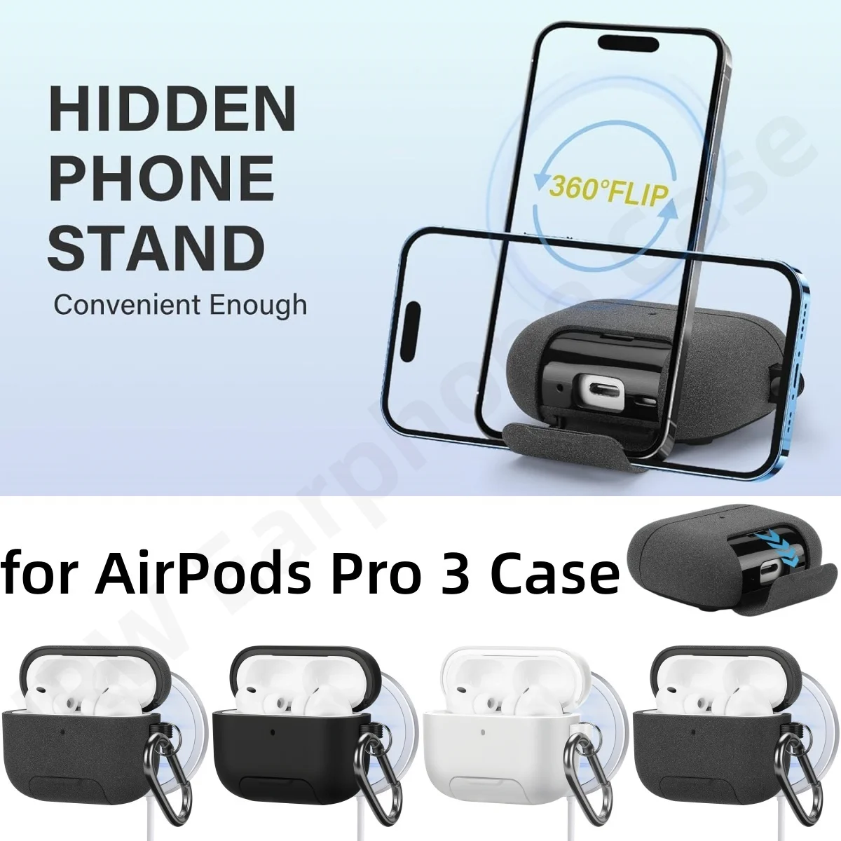 Telefonständer-Design für AirPods Pro 3, Magnetverschluss-Deckelhülle, kompatibel mit MagSafe, Schutzhüllen-Zubehör für AirPod Pro 3
