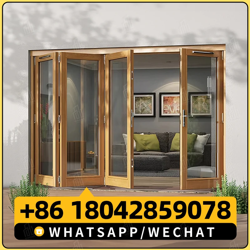 Nueva llegada puertas y ventanas plegables plegables de transición puerta plegable Horizontal para casa