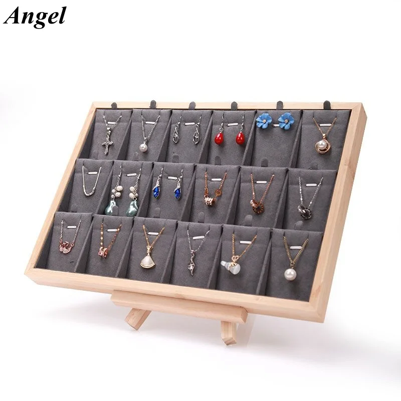 

Bamboo And Wood Pendant Trays, 18Compartment Display Trays, Jewelry Storage Trays, Jewelry Display