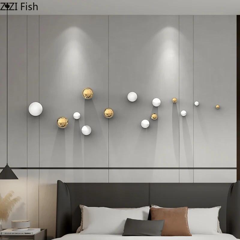 Wall Decoration Combination Gold Ball Wall Hanging Ornaments Plating Spherical Crafts Room Decor Backdrop Display Pendants