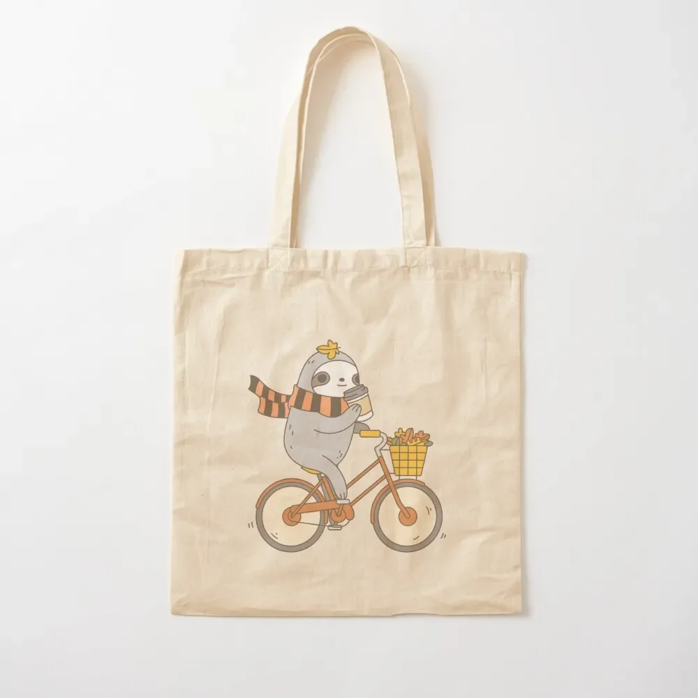 

Fall Biking Sloth Tote Bag eco bag folding Candy bags shoping bag