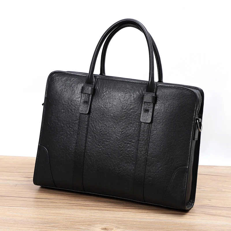 Business Office Herren Aktentasche Marke Echt leder Handtasche männlich Computer Laptop tasche solide schwarze Einkaufstaschen Herren Umhängetasche