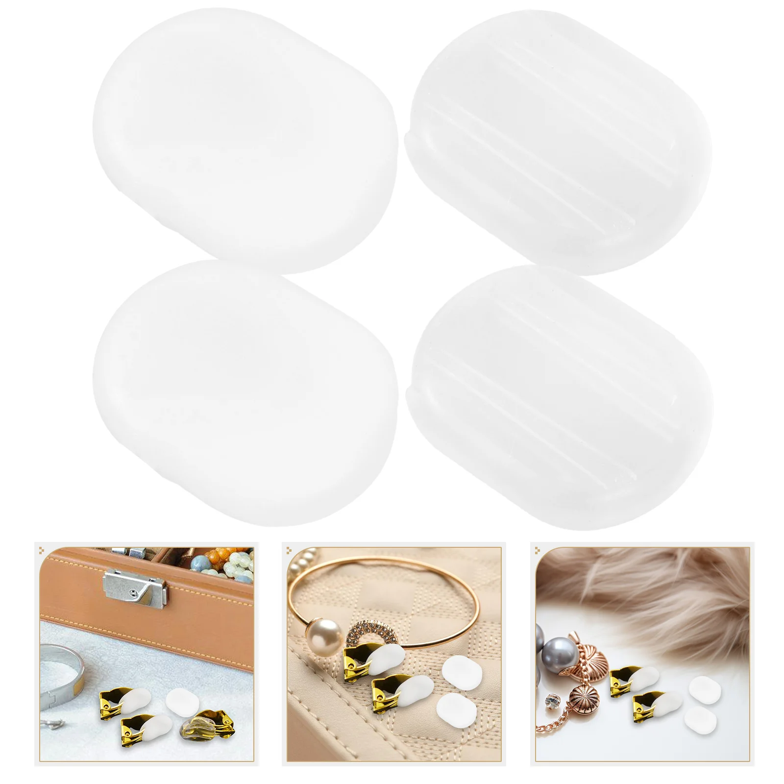 40 Pcs Oval Ear Clip Mat Transparent Pain-proof Pad Pads Clip-on Clamp Accessories