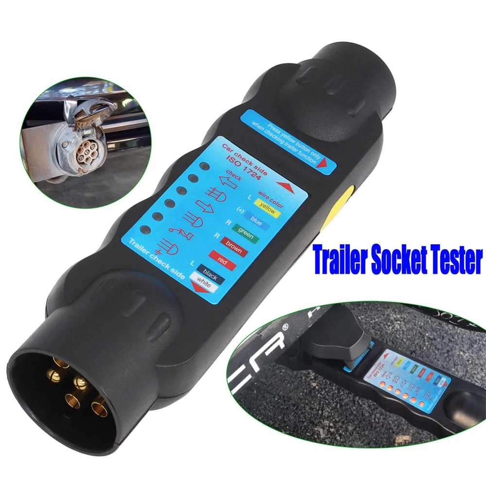 

Электрический фаркоп, инструмент для проверки цепи проводки, 7-контактный 12 В, тестер розеток для прицепа, автомобильный грузовик, автофургон, аксессуары для диагностики тоже