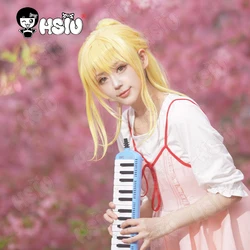 Miyazono Kaori Cosplay Wig Anime Your Lie in April Cosplay HSIU 65cm Warm Yellow Ponytail Long Hair Heat Resistant Synthetic Wig