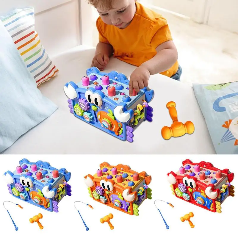 Montessori Hexahedron Cube Toy Baby With Music Lights And Multifunctional Whack-a-mole Fishing Game Piano Playing Spinnings Game