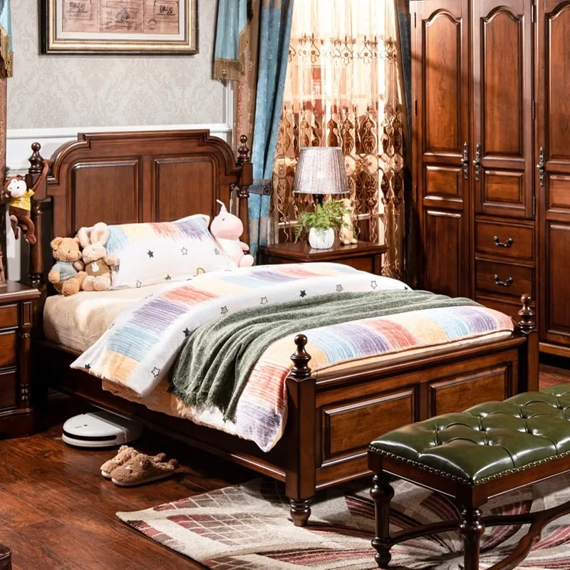 Shengdibojue American-style Solid Wood Princess Bed Model TL-7 Customizable for Hotels & Apartments