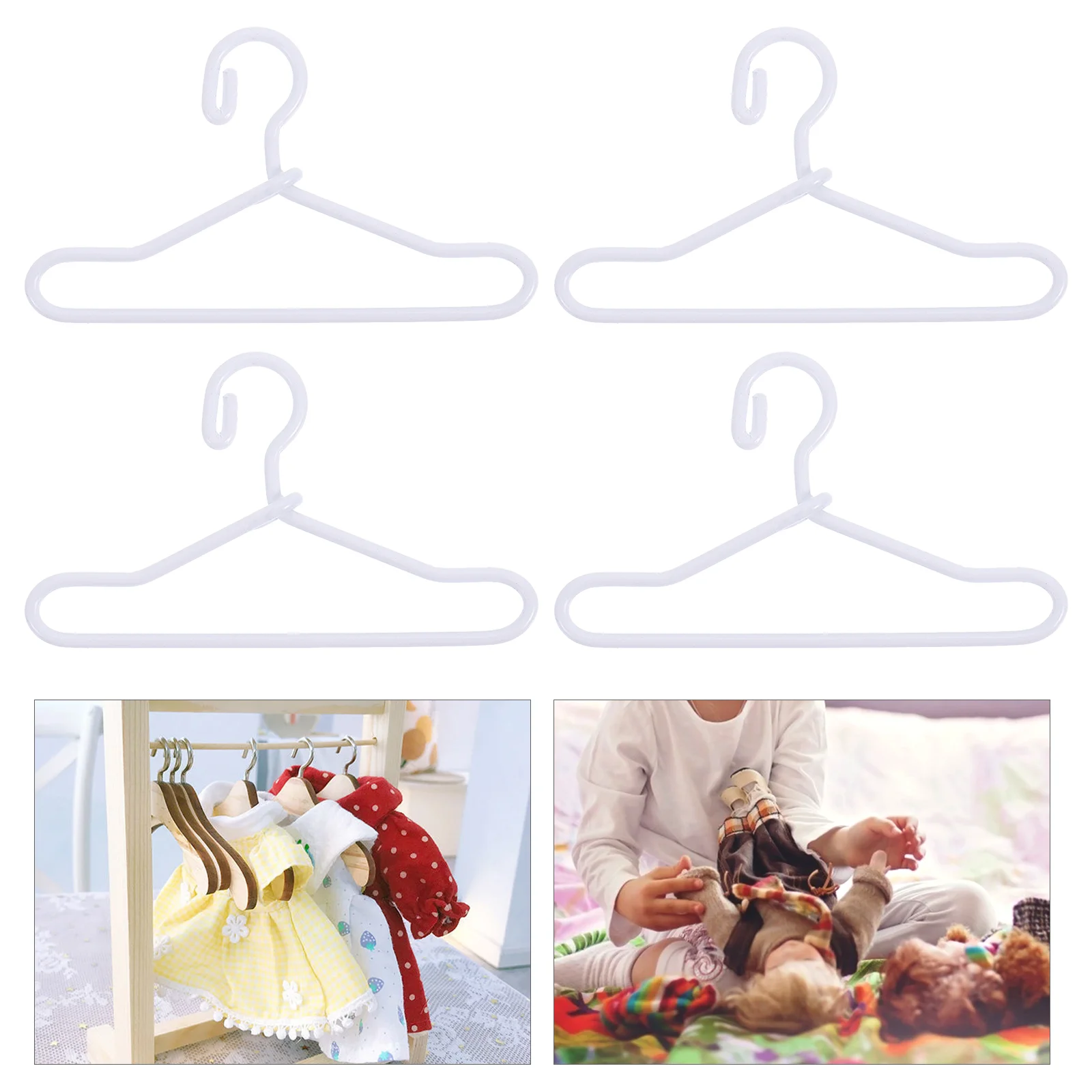 50 Pcs Sunscreen Brace Mini Hanger Small Dolls Clothes Shelf Metal Dress White Support Baby