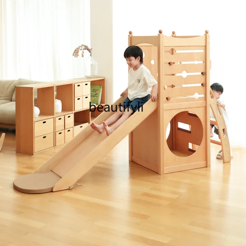 Slide Indoor Home Climbing Frame Solid Wood Small Park Slide Sensory Training