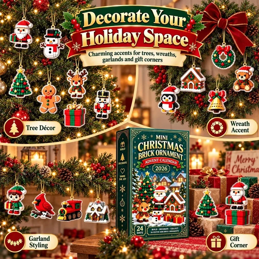 2026 Christmas Advent Calendar, 24-Day Countdown with 24 Mini Acrylic Ornaments, Christmas Tree Hanging Decorations Gift Box