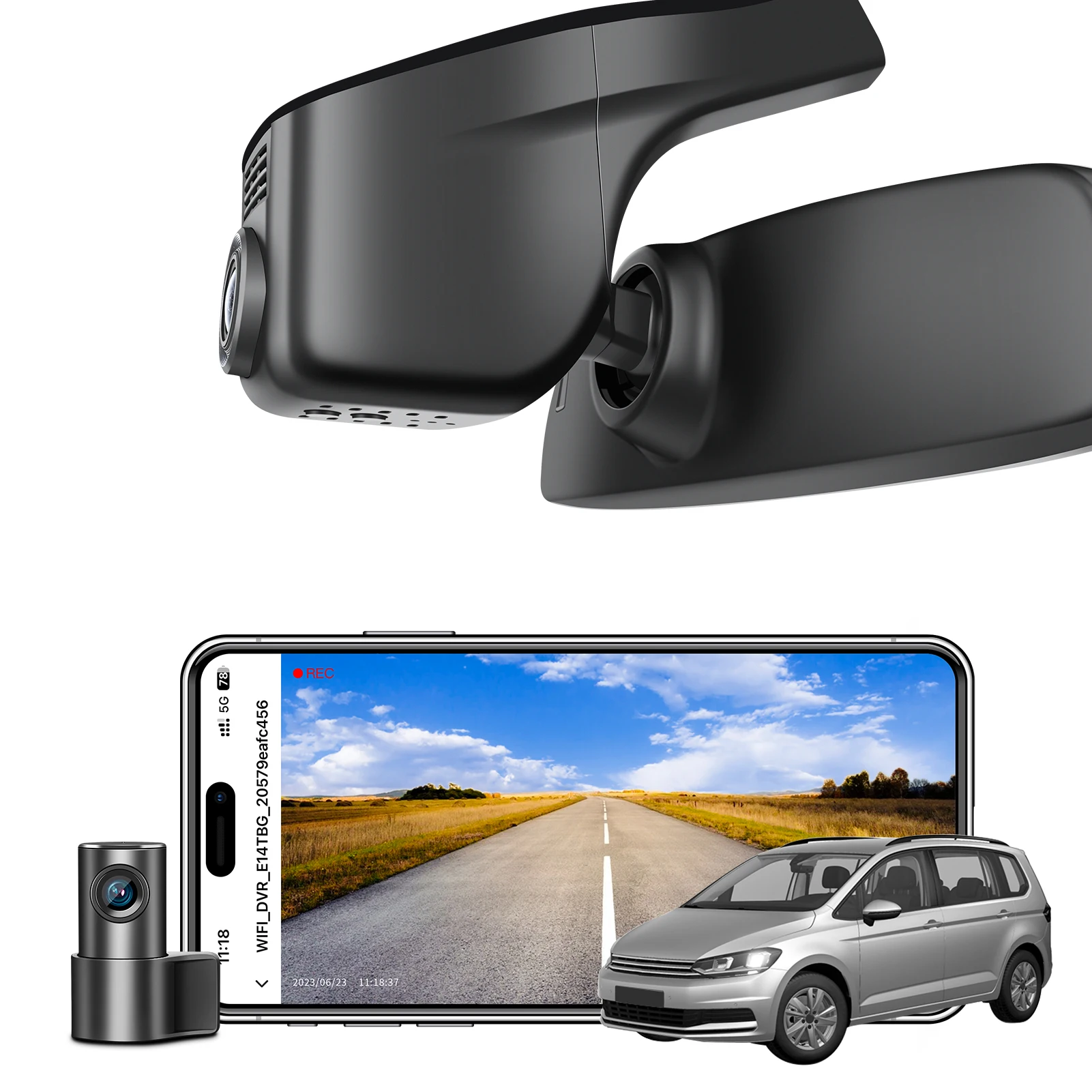 4K Dashcam voor VW Polo 2018-2024 Caddy 2016-2026 Touran 2016-2024 Auto Recorder (Model A) GPS WiFi APP Nachtzicht Dashcam - afbeelding 1