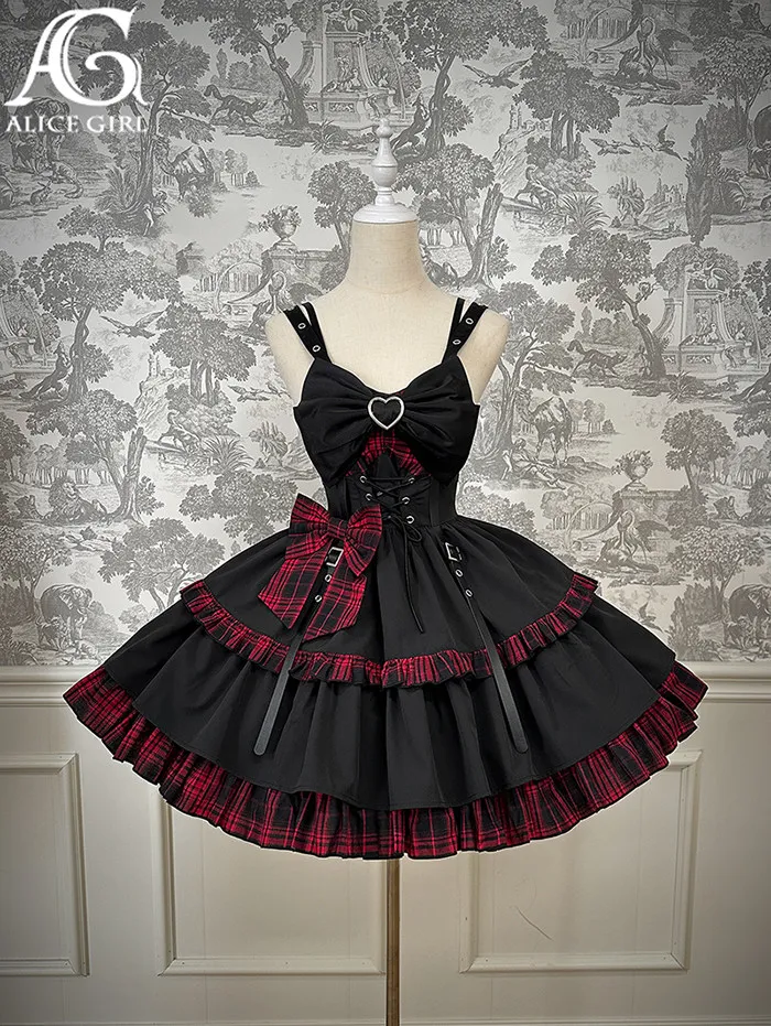 

Hot Girl ~ Lolita Dark Klein Blue Plaid Waist Slip Dress by Alice girl