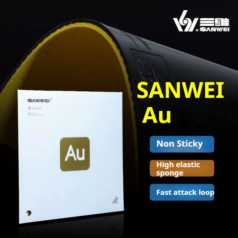 

SANWEI AU Golden Table Tennis Rubber Nano Penetration Non-Tacky with Cake Sponge Ultra Light Ping Pong Rubber ITTF Approved