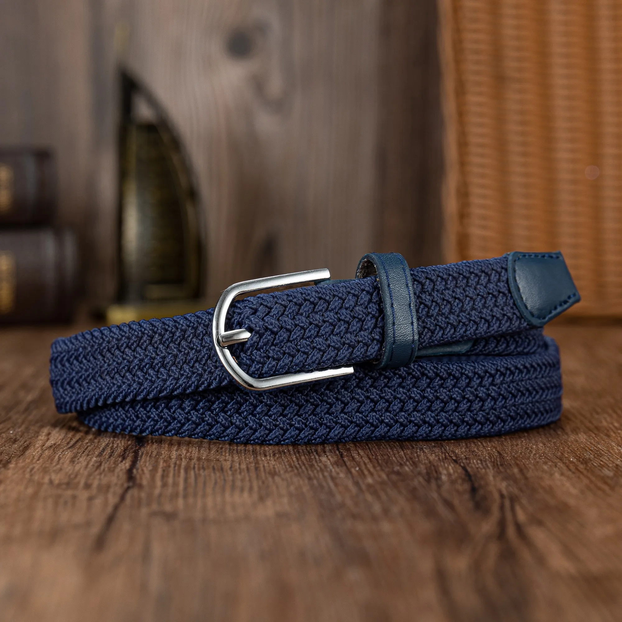 حزام بإبزيم إبرة مرن منسوج بدون ثقب حزام عصري #4