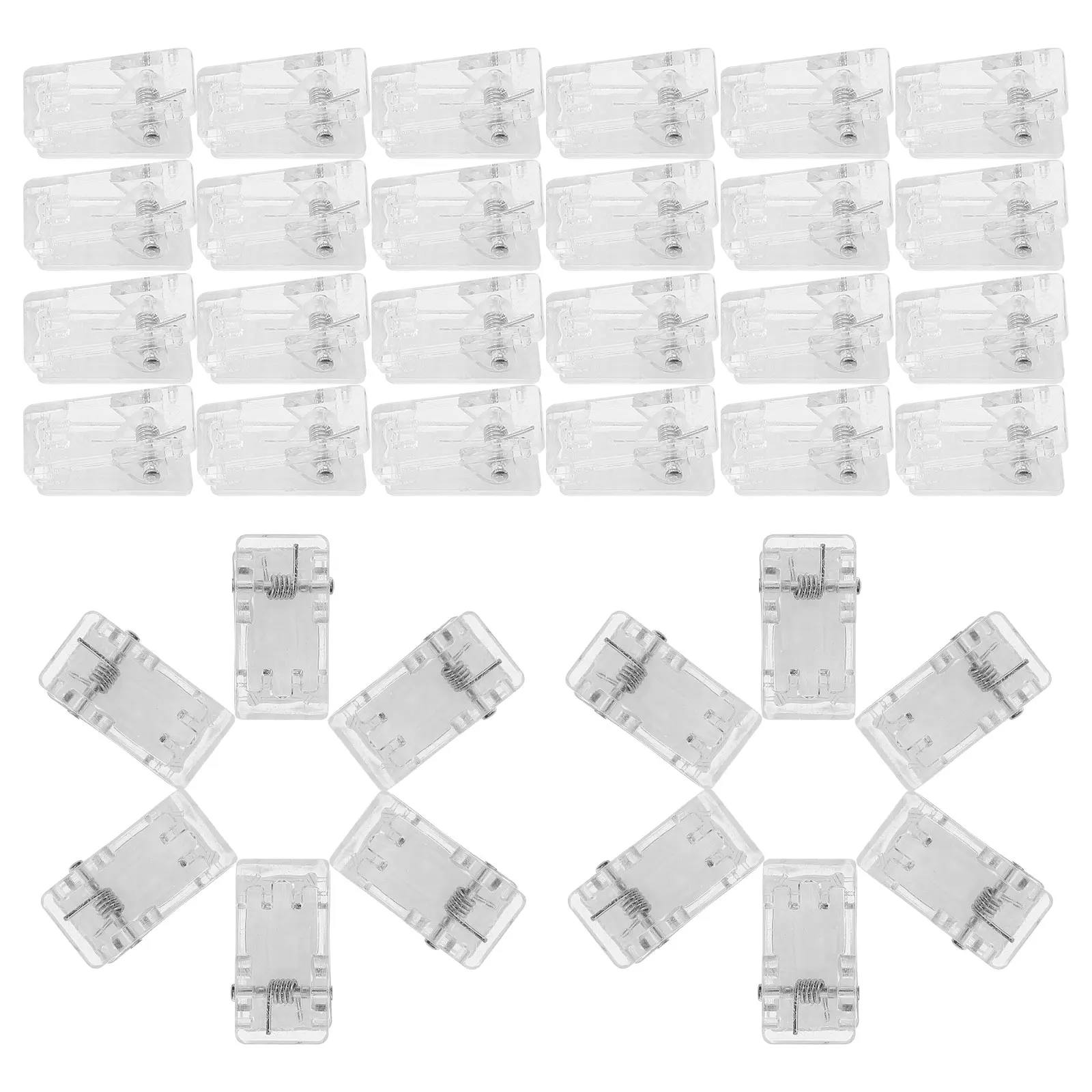 

50pcs Self Cards Clear Transparent DIY Id Clip Badge Id Badge Holders Clip Holders Spring Photo Paper Wall Clamps