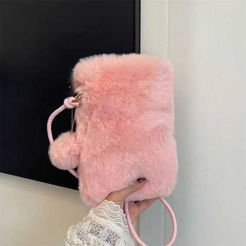 2026 New Plush Shoulder Bag For Women, Mini Solid Color Plush Wallet, Cute And Versatile For Coins, Cell Phone Pouch