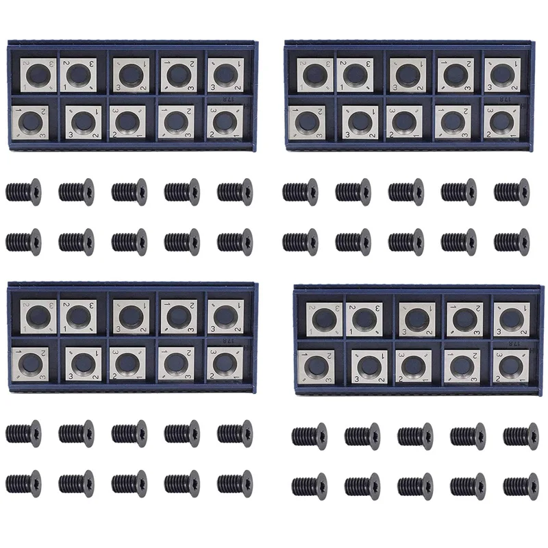 

ABAH-40Pcs 14Mm Square Straight Carbide Cutter Insert With 40Pcs M610mm Screws For Wood Working Spiral Planer Cutter Head