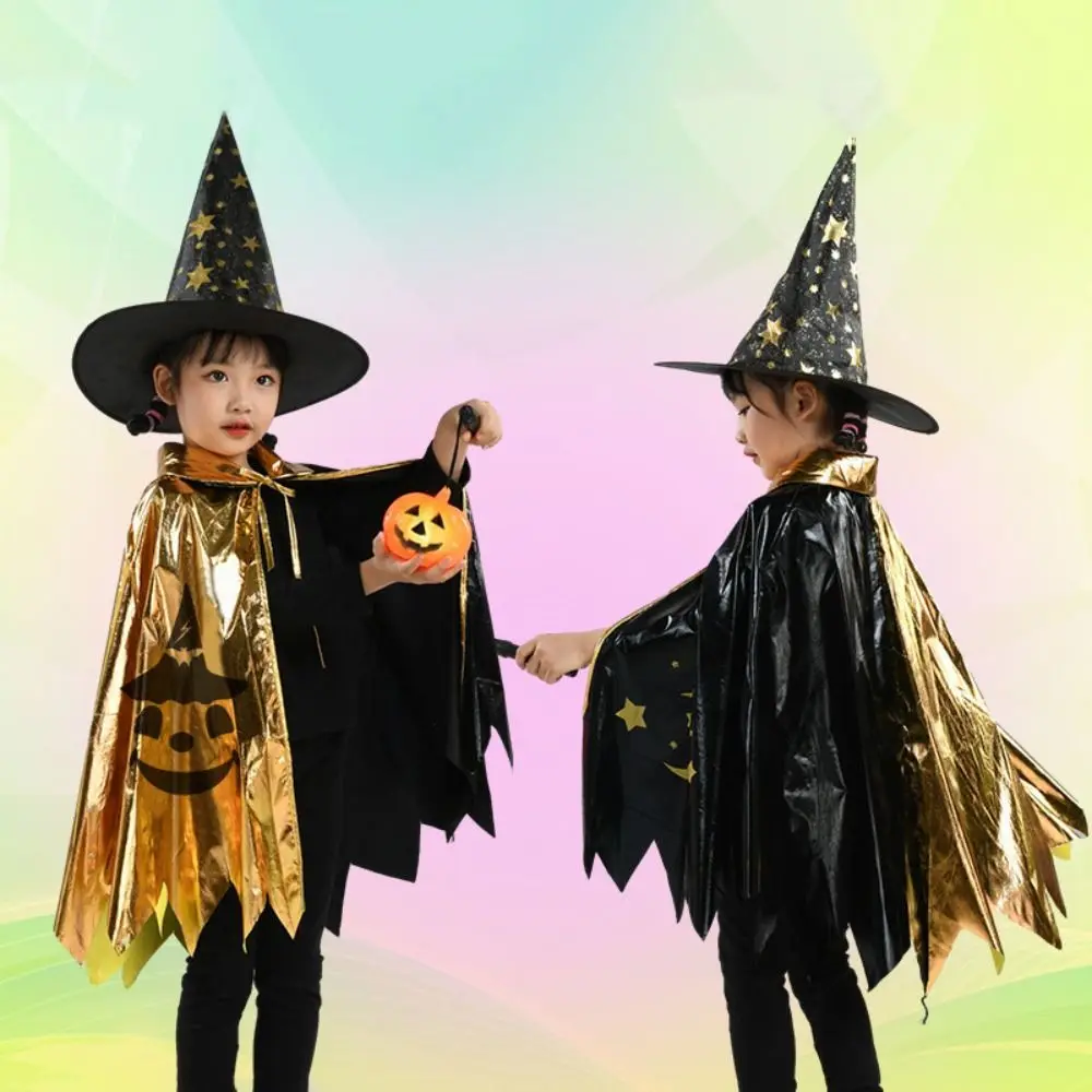

Wizard Hat Halloween Cloak Hat Set Dressing Up Five Star Witch Hats Cape Set Party Robe Pointed Hat Children Halloween Costume