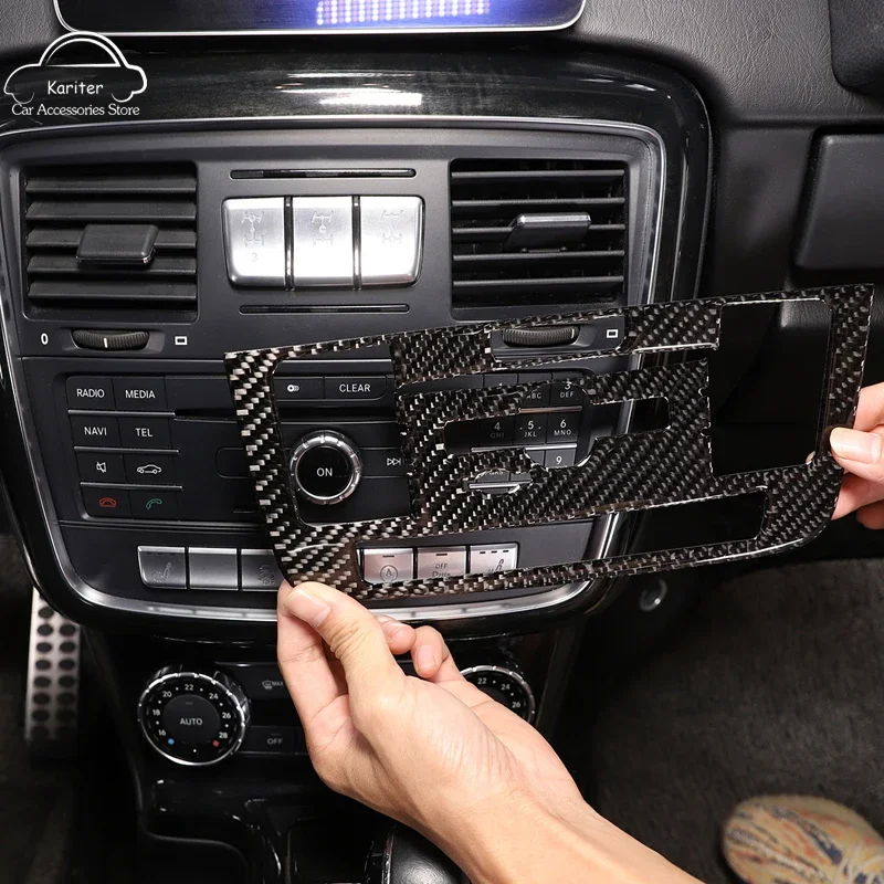 

For Mercedes-Benz G-Class W463 2017-18 Soft Carbon Fiber Central Control CD Panel Frame Decorative Sticker Interior Accessories