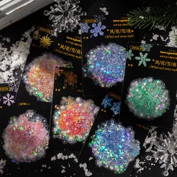 Pegatinas decorativas de PVC de copo de nieve de acuarela, 20 piezas, Material adhesivo, etiqueta para álbum de recortes, diario, planificador