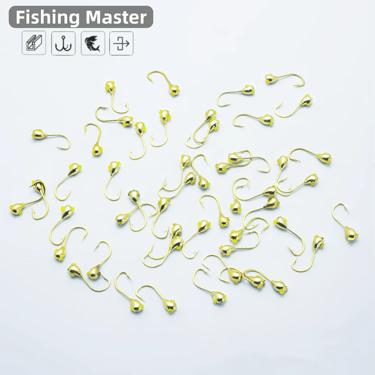 20er-Pack Premium-Angelhaken aus Kohlenstoffstahl – 45 ° Widerhaken, goldene Angelhaken, geeignet für Süßwasser- und Salzwasserfischen – Detail 1