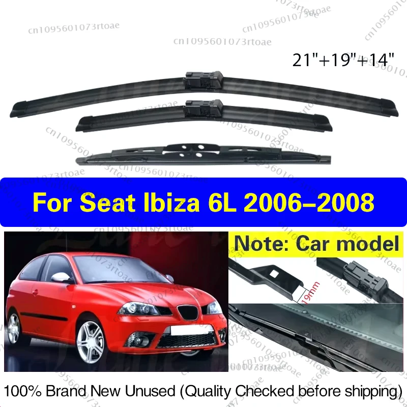 

For SEAT Ibiza 6L 2006 2007 2008 21"+19"+14" Front Rear Wiper Blades Windscreen Windshield Clean Window Brushes Car Accessories