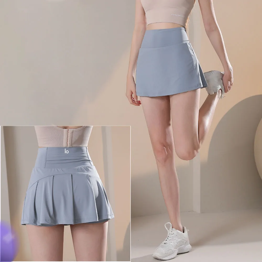 

LO High Waisted Yoga Skirt Fitness Running Sports Skirt Quick Drying Women's Anti Glare Slimming and Fashionable Tennis Skirts