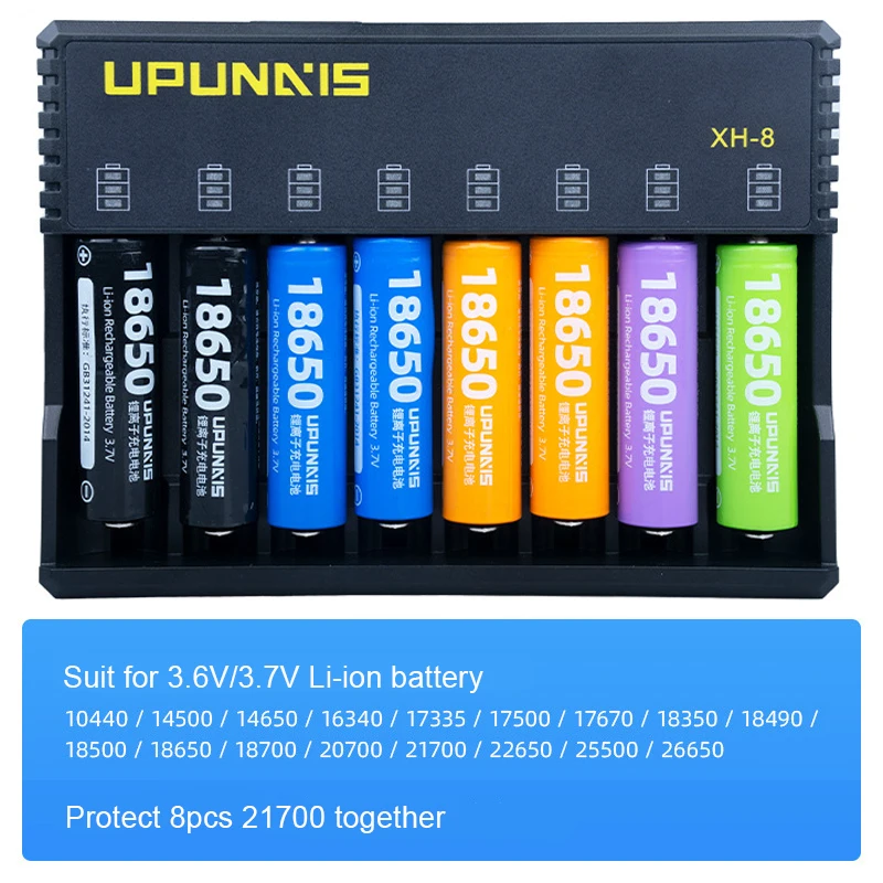

Зарядное устройство 18650 для 8 слотов 3,7 В, литиевый светодиодный дисплей, зарядное устройство 21700